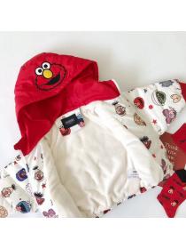 Korean style baby children winter clothes baby cartoon red hooded cotton clothing Anpanman jacket