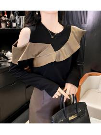 Korean style Dew shoulder long sleeve sweater