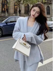 Korean style Winter fashion Knitting Blue 3 pcs set