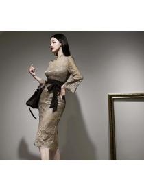 Korean Style Lace Hollow Out Nobel Dress