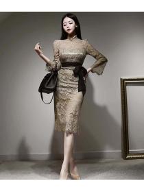 Korean Style Lace Hollow Out Nobel Dress