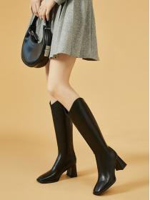 Fashion style Matching Solid color Slim Thigh boots