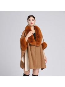 European style Winter imitation Rabbit hair collar Shawl Loose coat