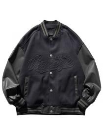 Wholesale PU leather baseball jacket men's fashion loose casual coat