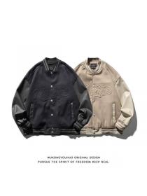 Wholesale PU leather baseball jacket men's fashion loose casual coat