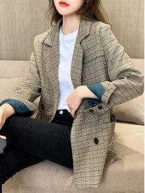 Korean style casual Plaid Blazer