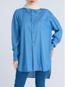 Muslim women shirt Solid color loose long-sleeved shirt  