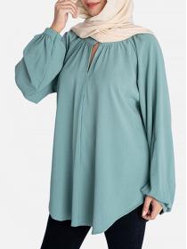 Muslim women shirt Fashion Solid color loose long-sleeved shirt