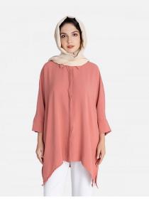 Muslim women’s shirt Solid color loose long-sleeved blouse