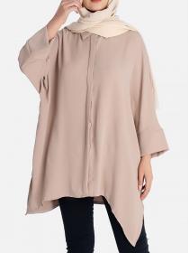 Muslim women’s shirt Solid color loose long-sleeved blouse
