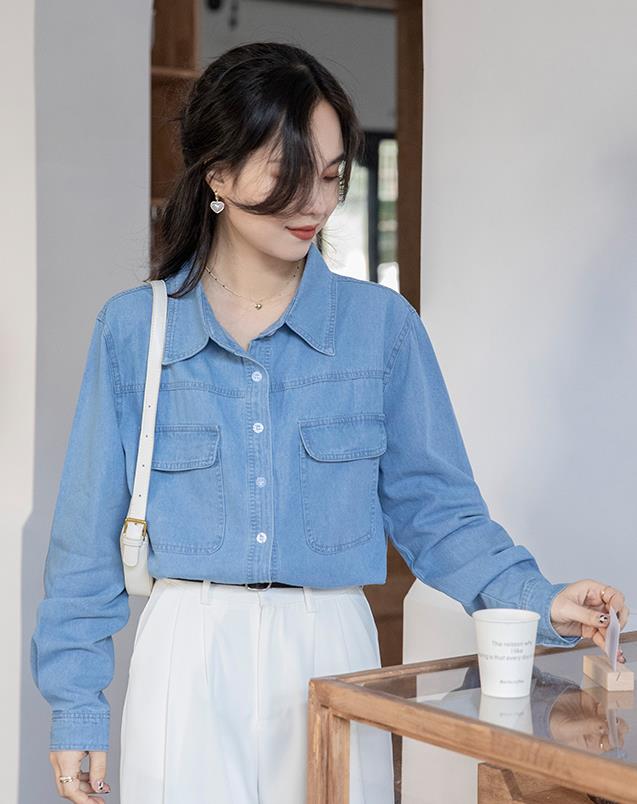 Korean Style Doll Collars Pure Color  Fsshion Blouse