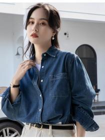Korean Style Doll Collars Pure Color  Fsshion Blouse 