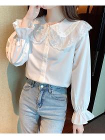 Doll Collars Lace Matching Fashion Blouse 