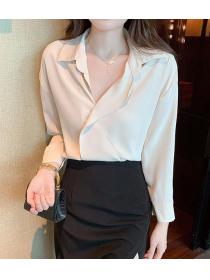 Fashion style Solid Color V Collars Blouse