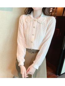 Doll Collars Lace Hollow Out Fashion Blouse 