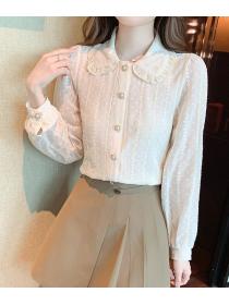 Doll Collars Lace Hollow Out Fashion Blouse 