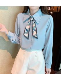 Doll Collars Lace Pure Color Fashion Blouse 