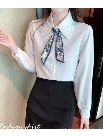 Doll Collars Lace Pure Color Fashion Blouse 