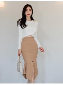 Korean Style Slit Slim Sexy Fashion Outfits