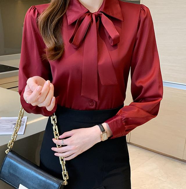 On Sale Pure Color Bowknot Matching  Blouse