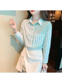 Korean Style Stripe Fashion Blouse 