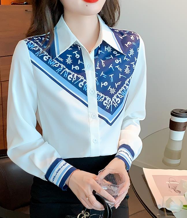 Korean Style Stripe Printing Fashion Blouse