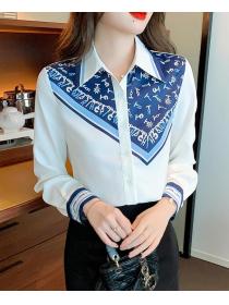 Korean Style Stripe Printing Fashion Blouse 