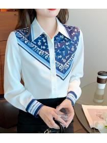 Korean Style Stripe Printing Fashion Blouse 