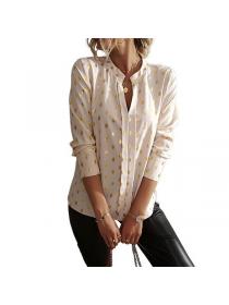 European style V neck Long-sleeved blouse 