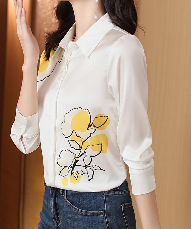 On Sale Flower Printing Bowknot Matching Blouse