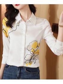 On Sale Flower Printing Bowknot Matching Blouse 