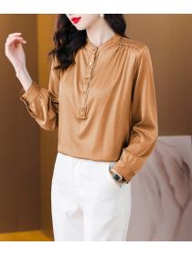 On Sale Solid color shirt real silk tops for women