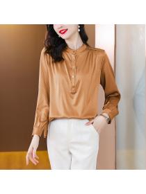 On Sale Solid color shirt real silk tops for women