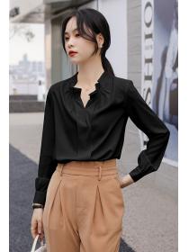 Korean style Chiffon V-neck tops spring shirt for women