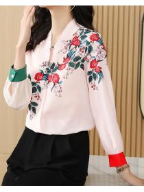 Korean Style Flower Printing Fashion Blouse 
