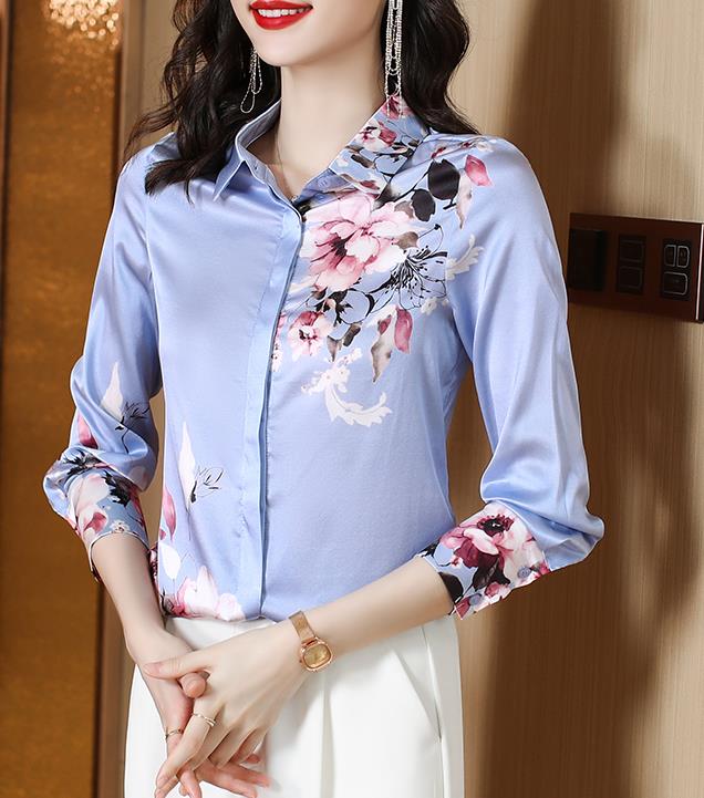 Korean Style Flower Printing Fashion Blouse