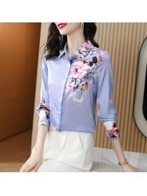 Korean Style Flower Printing Fashion Blouse 