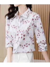 Women's  Doll Collars Fashion Style Floral Blouse 