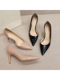 New patent leather nude high heels women's thin heels sexy fashion shoes