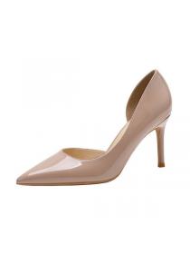 New patent leather nude high heels women's thin heels sexy fashion shoes