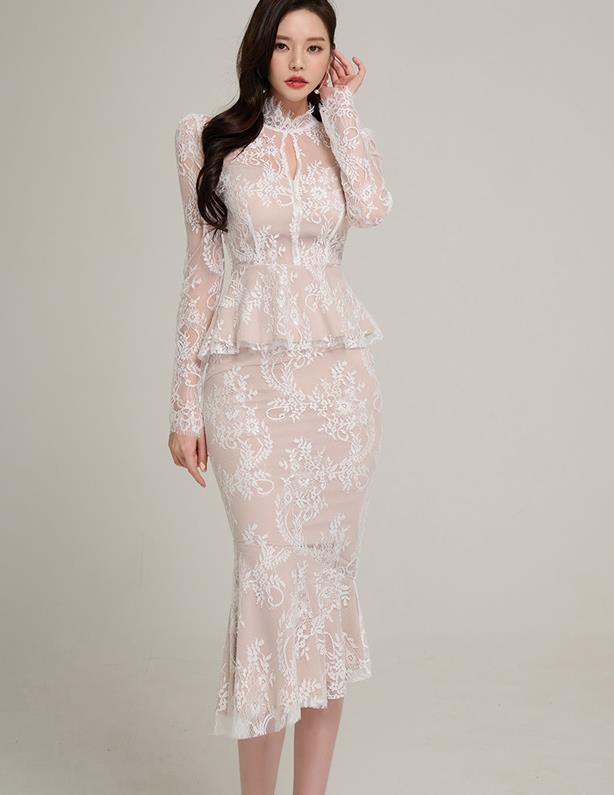 OL  Style Lace Hollow Out Slim Suits