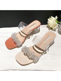 On sale Summer Transaprent PVC Thick heels Sandals