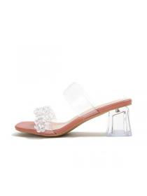 On sale Summer Transaprent PVC Thick heels Sandals
