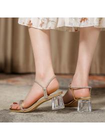 Fashion style Summer Transaprent PVC Thick heels Sandals