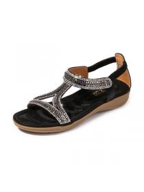 European style Hollowed out triangle rhinestone sandals 