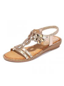 New style spring rhinestone flower sandals fashion wedge heel sandals 