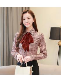 On Sale Printed Bowknot Matching Fashion Style Blouse 