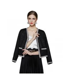 European style Sequins Slim Tweed jacket