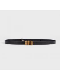 Elastic buckle leather belt female matching thin waist belt