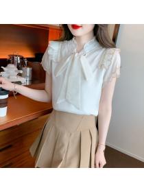 Fashion short sleeve tops summer pearl shirt
